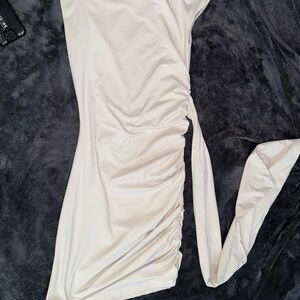 Elegant Cream Ruched Dress